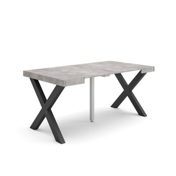 Mesa Consola Extensible | Mesa Comedor Plegable | 160 | Para 8 Comensales | Patas Madera Maciza | Estilo Moderno | Cemento