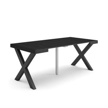 Mesa Consola Extensible | Mesa Comedor Plegable | 180 | Para 8 Comensales | Patas Madera Maciza | Estilo Moderno | Negro