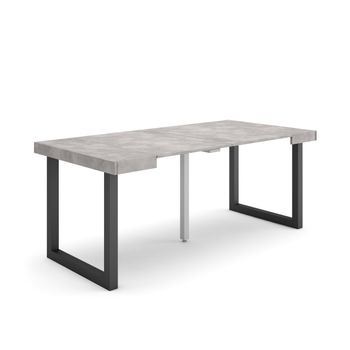 Mesa Consola Extensible | Mesa Comedor Plegable | 180 | Para 8 Comensales | Patas Madera Maciza | Estilo Moderno | Cemento