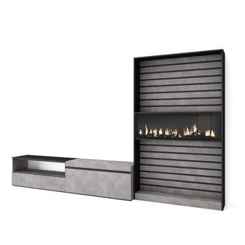 Mueble de Salón con Chimenea Bioetanol Erica Blanco y Negro