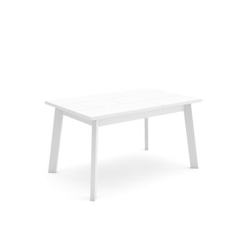 Mesa Comedor, Mesa Fija Cocina Y Salón, 140, Para 6 Comensales, Patas De Madera, Estilo Moderno, Blanco