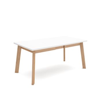 Mesa Comedor, Mesa Fija Cocina Y Salón, 170, Para 8 Comensales, Patas De Madera, Estilo Moderno, Blanco