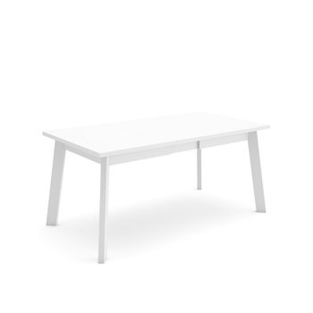 Mesa Comedor, Mesa Fija Cocina Y Salón, 170, Para 8 Comensales, Patas De Madera, Estilo Moderno, Blanco