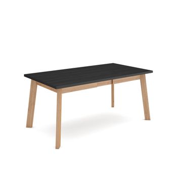 Mesa Comedor, Mesa Fija Cocina Y Salón, 170, Para 8 Comensales, Patas De Madera, Estilo Moderno, Negro Y Roble