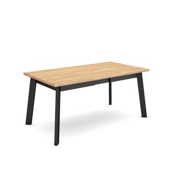 Mesa Comedor, Mesa Fija Cocina Y Salón, 170, Para 8 Comensales, Patas De Madera, Estilo Moderno, Roble Y Negro