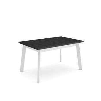 Mesa Comedor, Mesa Fija Cocina Y Salón, 140, Para 6 Comensales, Patas De Madera, Estilo Moderno, Negro