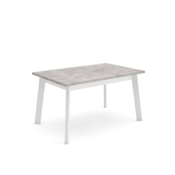 Mesa comedor extensible salon moderno color blanco y cemento 140-190x90x78  cm 8423490265308