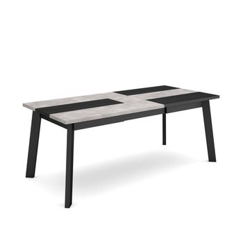 Mesa Comedor, Mesa Fija Cocina Y Salón, 200, Para 10 Comensales, Patas De Madera, Estilo Moderno, Cemento