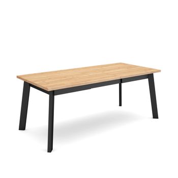 Mesa Comedor, Mesa Fija Cocina Y Salón, 200, Para 10 Comensales, Patas De Madera, Estilo Moderno, Roble Y Negro