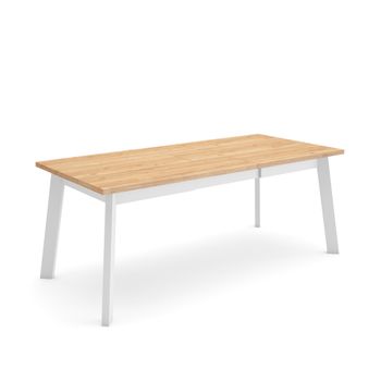 Mesa Comedor, Mesa Fija Cocina Y Salón, 200, Para 10 Comensales, Patas De Madera, Estilo Moderno, Roble