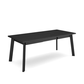 Mesa Comedor, Mesa Fija Cocina Y Salón, 200, Para 10 Comensales, Patas De Madera, Estilo Moderno, Negro