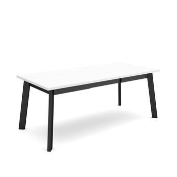 Mesa Comedor, Mesa Fija Cocina Y Salón, 200, Para 10 Comensales, Patas De Madera, Estilo Moderno, Blanco