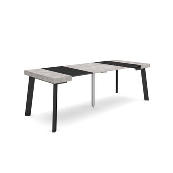 Mesa Consola Extensible, Mesa Comedor Plegable, 220, Para 10 Comensales, Patas De Madera, Estilo Moderno, Cemento