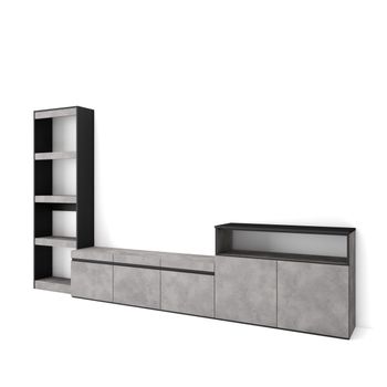 Muebles De Salón Para Tv, Conjunto De Muebles Comedor, 310x186x35cm, Para Tv Hasta 65", Mueble Televisión, Estilo Moderno, Cemento