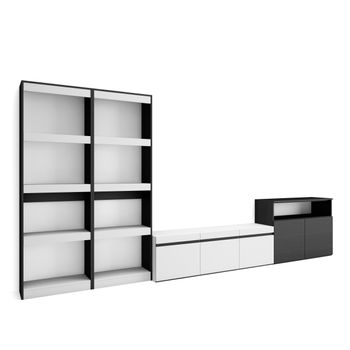 Mueble Tv, Televisión, Muebles De Salón, Almacenaje, 200x57x35cm, Para  Tv Hasta 80, Chimenea Eléctrica, Diseño Industrial, Estilo Moderno, Negro con Ofertas en Carrefour