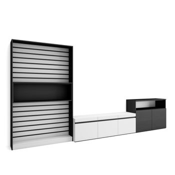 Mueble Tv, Televisión, Muebles De Salón, Almacenaje, 200x57x35cm, Para  Tv Hasta 80, Chimenea Eléctrica, Diseño Industrial, Estilo Moderno, Negro con Ofertas en Carrefour