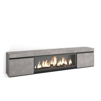 Mueble Tv, Televisión, Muebles De Salón, Almacenaje, 210, Para Tv Hasta 80", Chimenea Eléctrica Xxl, Estilo Moderno, Cemento