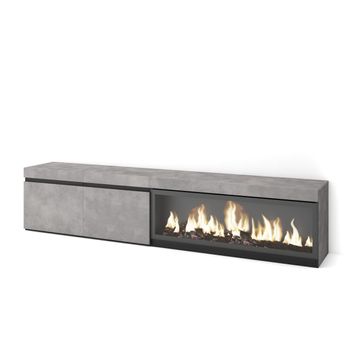 Mueble Tv, Televisión, Muebles De Salón, Almacenaje, 210, Para Tv Hasta 80", Chimenea Eléctrica Xxl, Estilo Moderno, Cemento