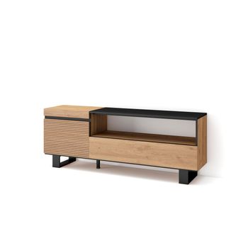 Mueble Tv, Televisión, Muebles De Salón, Almacenaje, 150x57x35cm, Para Tv Hasta 65", Diseño Industrial, Estilo Moderno, Roble