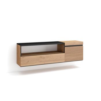 Mueble Tv, Televisión, Muebles De Salón, Almacenaje, 150x45x35cm, Para Tv Hasta 65", Colgado, Suspendido, Estilo Moderno, Roble