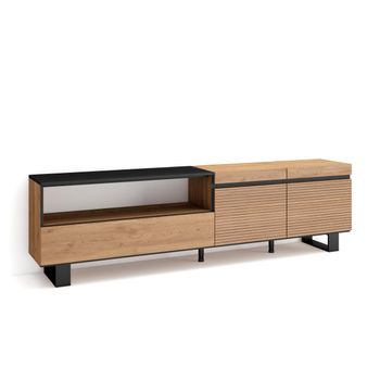 Mueble Tv | Televisión | Muebles De Salón, Almacenaje | 200x57x35cm | Para Tv Hasta 80" | Diseño Industrial | Estilo Moderno | Roble