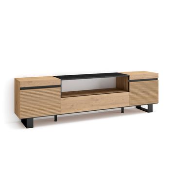 Mueble Tv, Televisión, Muebles De Salón, Almacenaje, 200x57x35cm, Para Tv Hasta 80", Diseño Industrial, Estilo Moderno, Roble