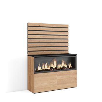 Aparador, Con Almacenamiento, 107x35x145 Cm, Dormitorio, Habitación, Chimenea Eléctrica Xxl, Estilo Moderno, Roble