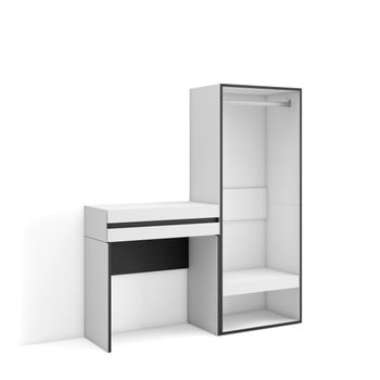 Consola Entrada, Mueble Con Cajón, 130x35x145 Cm, Recibidor, Vestidor Abierto, Estilo Moderno, Blanco