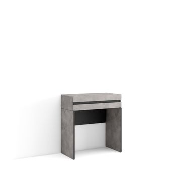 Consola Entrada, Mueble Con Cajón, 70x35x75 Cm, Recibidor, Con Almacenamiento, Estilo Moderno, Cemento