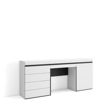 Tocador, Dormitorio Habitación, 177x35x75 Cm, Con Cajón, Cómoda, Cajonera, Estilo Moderno, Blanco