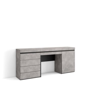 Tocador, Dormitorio Habitación, 177x35x75 Cm, Con Cajón, Cómoda, Cajonera, Estilo Moderno, Cemento