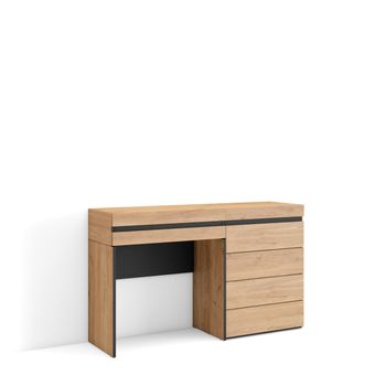 Tocador, Dormitorio Habitación, 127x35x75 Cm, Con Cajón, Cómoda, Cajonera, Estilo Moderno, Roble