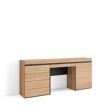 Tocador, Dormitorio Habitación, 177x35x75 Cm, Con Cajón, Cómoda, Cajonera, Estilo Moderno, Roble