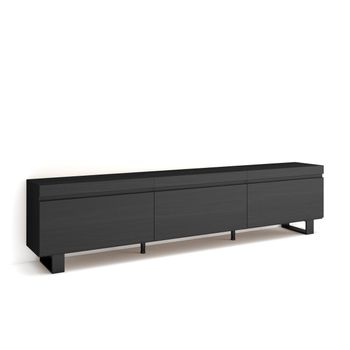 Mueble Tv, Televisión, Muebles De Salón, Almacenaje, 240x35x57 Cm, Diseño Industrial, Estilo Moderno, Negro