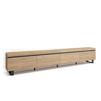 Mueble Tv, Televisión, Muebles De Salón, Almacenaje, 320x35x57 Cm, Para Tv Gran Formato, Diseño Industrial, Estilo Moderno, Roble