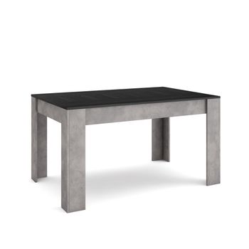 Mesa Comedor, Mesa Fija Cocina Y Salón, 140x90x76 Cm, Para 6 Comensales, Muebles Comedor, Estilo Moderno, Negro Y Cemento