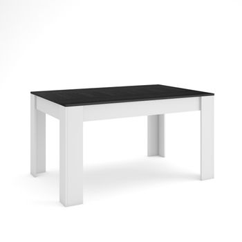 Mesa Comedor, Mesa Fija Cocina Y Salón, 140x90x76 Cm, Para 6 Comensales, Muebles Comedor, Estilo Moderno, Negro Y Blanco