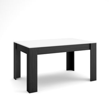 Mesa Comedor, Mesa Fija Cocina Y Salón, 140x90x76 Cm, Para 6 Comensales, Muebles Comedor, Estilo Moderno, Blanco Y Negro