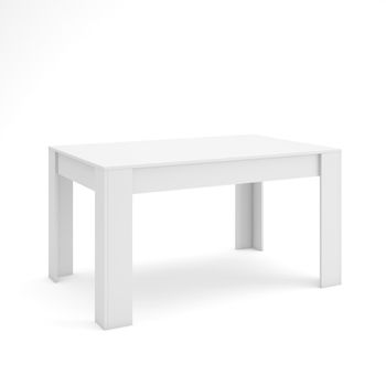 Mesa Comedor, Mesa Fija Cocina Y Salón, 140x90x76 Cm, Para 6 Comensales, Muebles Comedor, Estilo Moderno, Blanco