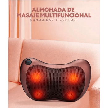 Masajeador De Espalda Shiatsu | Almohada De Masaje Eléctrica | Masajeador De Cuello Con Calor, 8 Nodos De Masaje Y 3 Velocidades Ajustables | Cojín Masajeador Amasador De Tejido Profundo