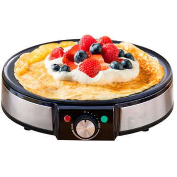 Crepera, Máquina De Hacer Crepes, Tortitas, Antiadherente, Regulador Temperatura, Plato 30 Cm Negro 1600w Briebe Cm1137