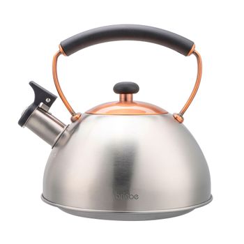 Tetera Con Silbato, Hervidor De Agua 2,3l, Inducción, Acero Inox, Vintage, Mango Cool Touch Acero Inoxidable  Briebe I-bronze