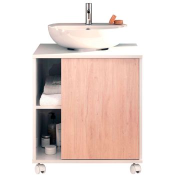 Mueble Baño Bajo Lavabo Pie Armario Auxiliar Para Lavabos Con /sin Pedestal 64x59x45 Almacenaje Blanco  Briebe Esencia