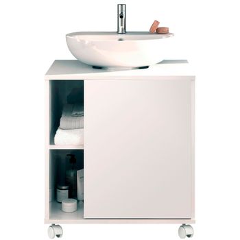 Mueble Baño Bajo Lavabo Pie Armario Auxiliar Para Lavabos Con /sin Pedestal 64x59x45 Almacenaje Blanco  Briebe Esencia