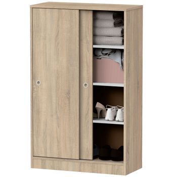 Armario Dormitorio, Multiusos, Baño, Mueble Cocina, Zapatero 2 Puertas Correderas 120x74x33 Cm Madera  Briebe Nova