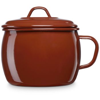 Puchero Olla Cocina Inducción 16cm Con Tapa, Acero Esmaltado 3l, Apto Fuego, Horno,vintage Marrón  Briebe Terra