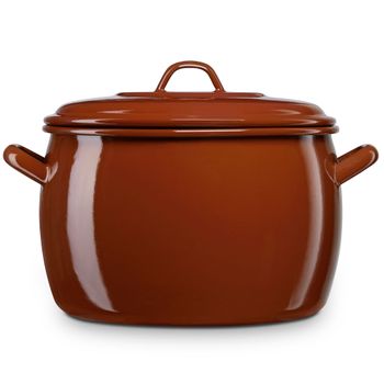 Olla Abombada Cocina Inducción 36cm, Cazuela 30 L Tapa Acero Esmaltado, Fuego, Horno Vintage Marrón  Briebe Terra