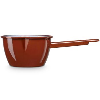 Cazo Cocina Hervir Leche Acero Esmaltado 12cm Hervidor 0,7l, Inducción, Todo Tipo Fuego, Horno Marrón  Briebe Terra