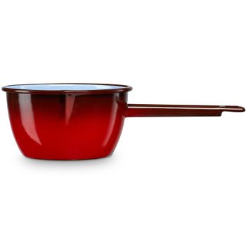 Cazo Cocina Hervir Leche Acero Esmaltado 16cm Hervidor 1,7l, Inducción, Todo Tipo Fuego, Horno Rojo  Briebe Ignea