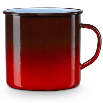 Taza Café Camping 10cm Pote Acero Esmaltado 0,75ml, Acampada Senderismo, Apta Fuego, Vintage Rojo  Briebe Ignea